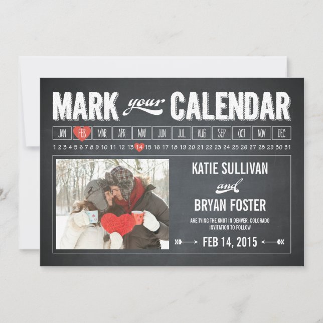 Save The Date Tableau De Bord Calendrier Photo Enregistrer Les C (Devant)