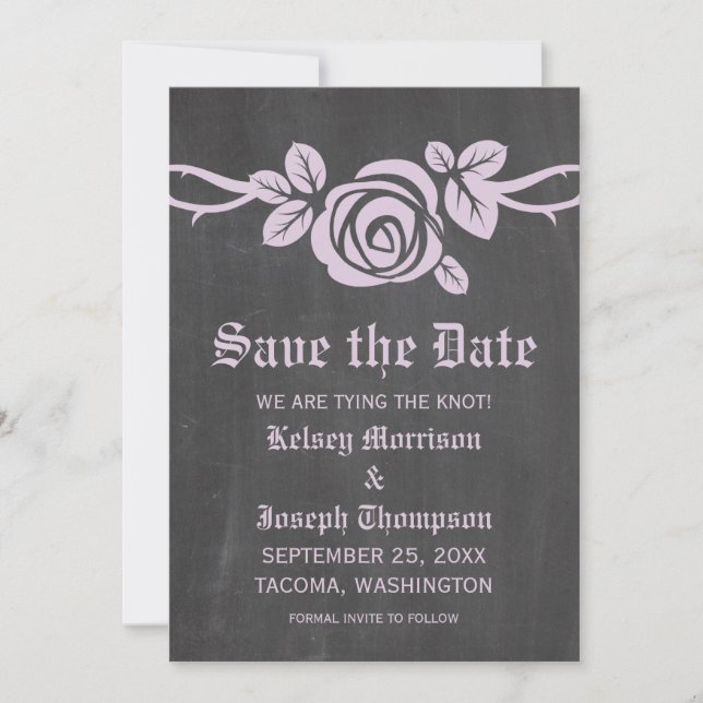 Save The Date Tableau de bord Lilac Rose Enregistrer l'Invitatio (Devant)