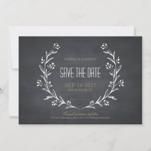 Save The Date Tableau de mariage rustique à la craie florale, ca