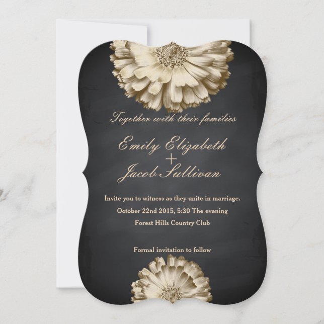 Save The Date Tableau noir marguerite Mariage inspiré (Devant)