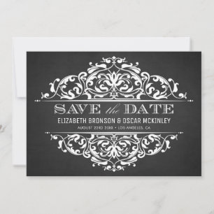 Save The Date Tableau noir rustique Vintage cadre fleuri