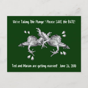 SAVE THE DATE: TAKING THE PLUNGE: FROGS IN PENCIL ANNOUNCEMENT POSTCARD