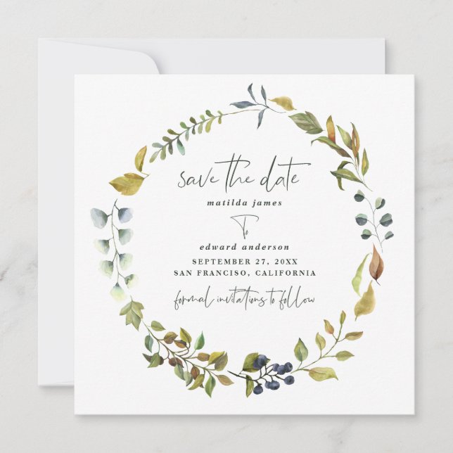 Save The Date Tangerine aquarelle mariage floral enregistrer la  (Devant)
