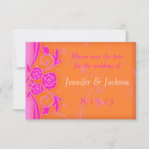 Save The Date Tangerine et Roses Roses Mariage Enregistrer la Da