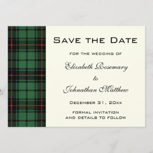 Save The Date Tartan vintage, mariage moderne de motif de