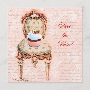 Save The Date Tea Party Cupcake & Chaise