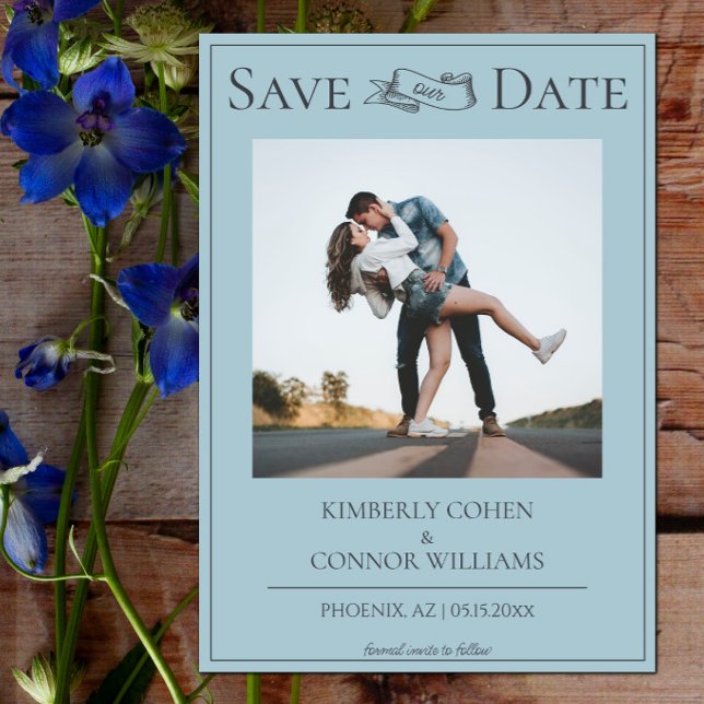 Save The Date Teal Moderne Photo Enregistrer la Date (Teal Modern Photo Save the Date)