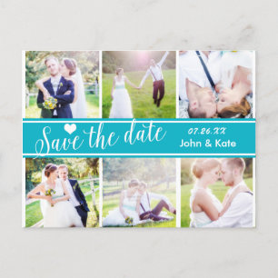SAVE THE DATE Teal Wedding 6 PHOTO Postcard