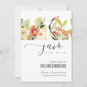 SAVE THE DATE TEINT PÊCHE ROSE FLEURS AQUARELLE ENVOYEZ LA DATE