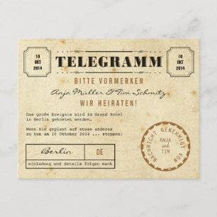 Save The Date Télégramm Vintage Enregistrer la date