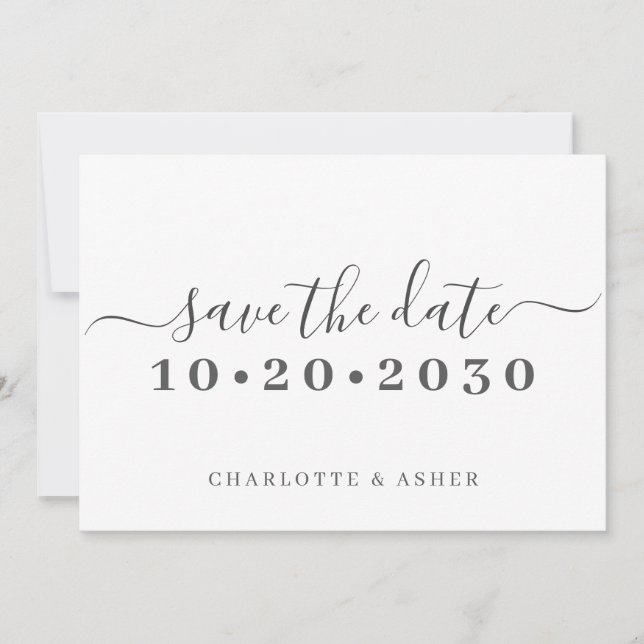 Save The Date Tendance Simple Calligraphie Typographie Enregistr (Devant)