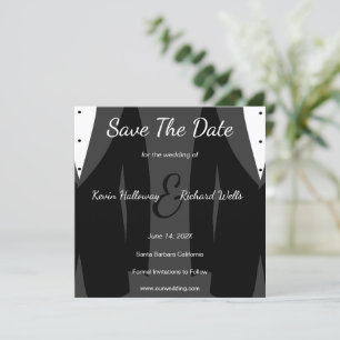 Save The Date Tendy Two Tuxedos Gay Wedding Enregistrer La Date