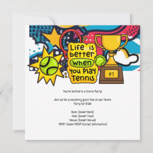 Save The Date Tennis Kid Birthday Party