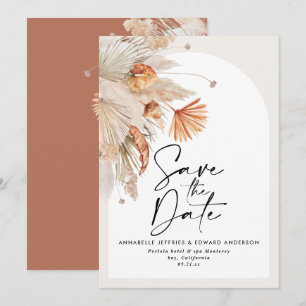 Save The Date Teracotta pampas botanique moderne