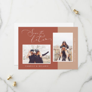 Save The Date Terra Cotta 2 Tone 2 Photo moderne et minimaliste