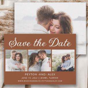 Save The Date Terracotta 4-Photo Mariage 2 faces Date de sauvega