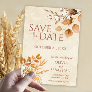 Save The Date Terracotta Automne quitte Boho Mariage de automne