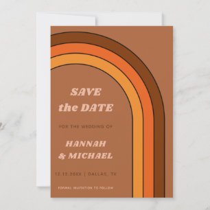 Save The Date Terracotta Brown Rétro Arc-en-ciel minimaliste Boh