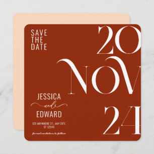 Save The Date Terracotta Brûlé Orange Boho Rustique Simple Moder
