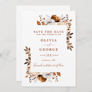 Save The Date Terracotta Fall Aquarelle moderne Floral Mariage