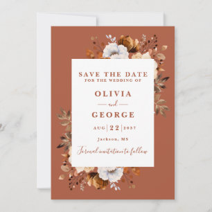 Save The Date Terracotta Fall Rustic Aquarelle Florale Mariage