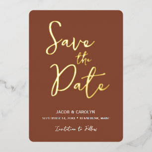 Save the Date Terracotta Gold Wedding