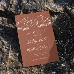 Save The Date Terracotta Mountain Pine Tree Mariage extérieur