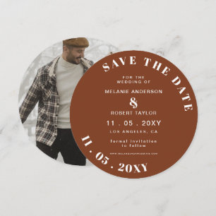 Save The Date Terracotta Rustic Burning Orange Boho Photo Enregi