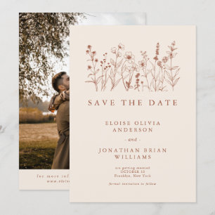 Save The Date Terracotta Rustic Floral Fall Fleur sauvage Photo