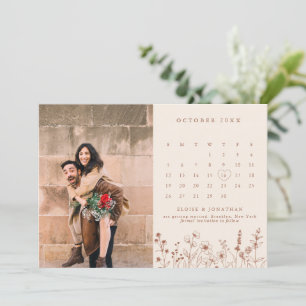 Save The Date Terracotta Rustic Floral Fall Fleur sauvage Photo