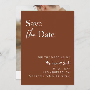 Save The Date Terracotta Simple Calligraphie Photo Enregistrer L
