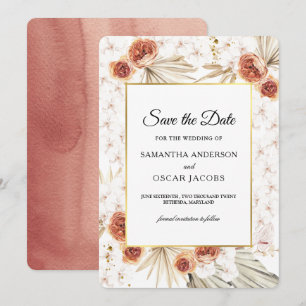 Save The Date Terracotta Tropicale de Fleurs Séchées