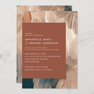 Save The Date Terracotta turquoise peint moderne design mariage 