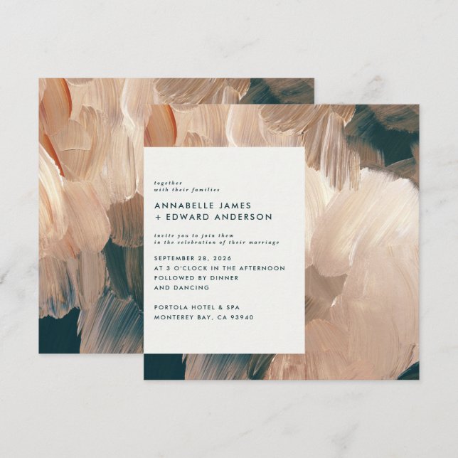 Save The Date Terracotta turquoise peint moderne design mariage (Devant / Derrière)