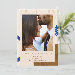 Save The Date Terre Abstrait Automne Neutrals Mariage photo bleu