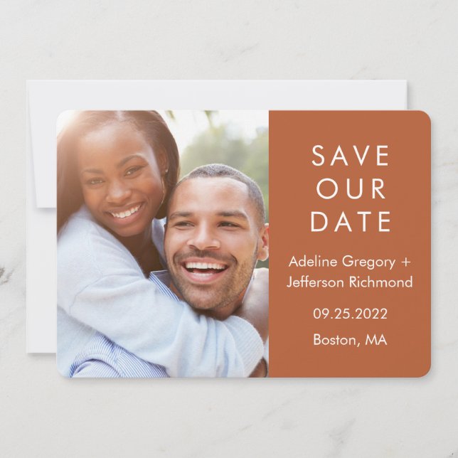 Save The Date TERRE CUITE Photo de mariage de couple moderne (Devant)