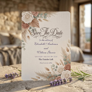 Save The Date Terre cuite Rose Rustique Romantique Bohème