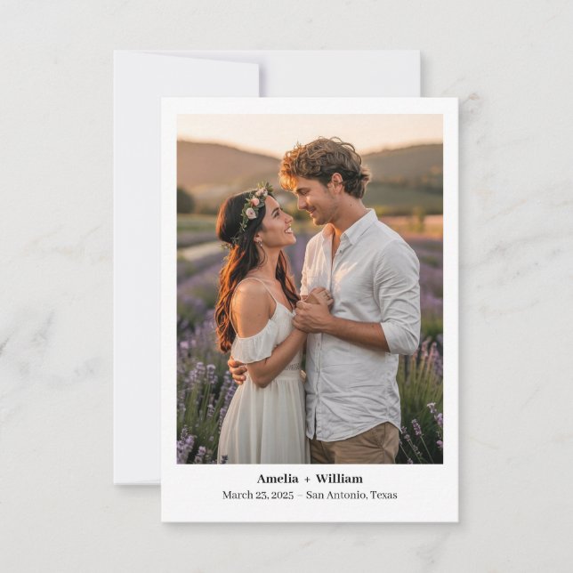Save The Date Texte doux et simple, mariage photo Enregistrer la (Devant)