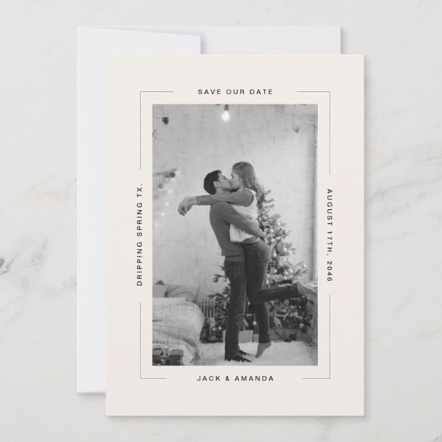 Save The Date Texte simple et photo Mariage enregistrer la date (Devant)