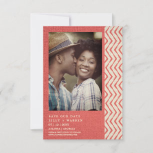 Save The Date Textile de Boho rouge : un couple romantique