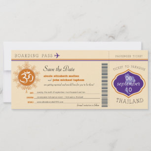 Save The Date Thaïlande Boarding Pass Enregistrer la date
