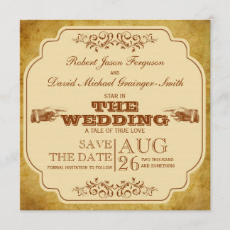 Save The Date Théâtre Mariage Gay vintage Enregistrer La Date