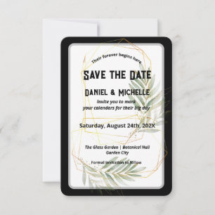 Save The Date Thème Botanique Mariage Arché Noir Moderne