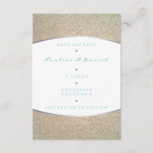 Save The Date Tiffany Ocean Aqua Silver Rose Gold