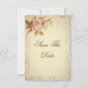 Save The Date Timbres de Paris Vintage Chic Roses 95ème