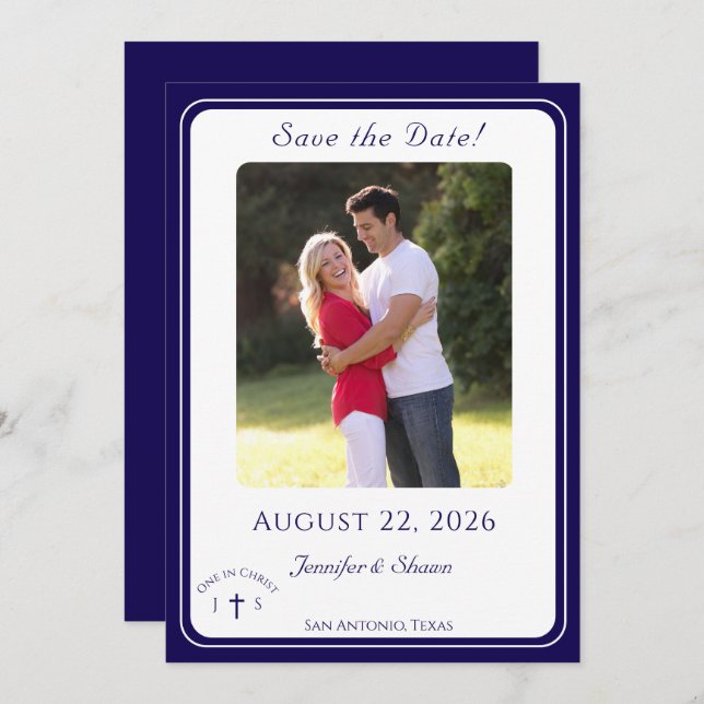 Save The Date Timeless Catholic Monogrammed Wedding  (Devant / Derrière)