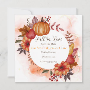 Save The Date Tombez amoureux de l'automne Citrouille Mariage Fi