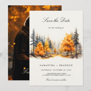 Save The Date Tombez amoureux Forêt Photo Enregistrez la Date