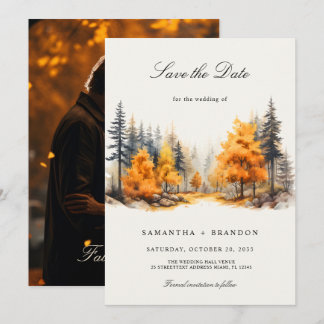 Save The Date Tombez amoureux Forêt Photo Enregistrez la Date