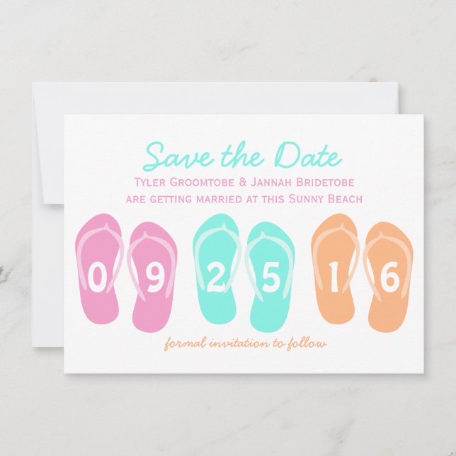 Save The Date Tongs de plage à sauver la date (Devant)